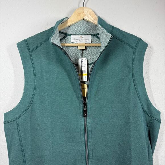 Men's Tommy Bahama Lightweight Full Zip Teal Green Vest Size M NEW - Picture 3 of 8